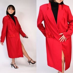 Vintage 80s Julie Steves By Carol Escritor Lightweight Red Trench Duster